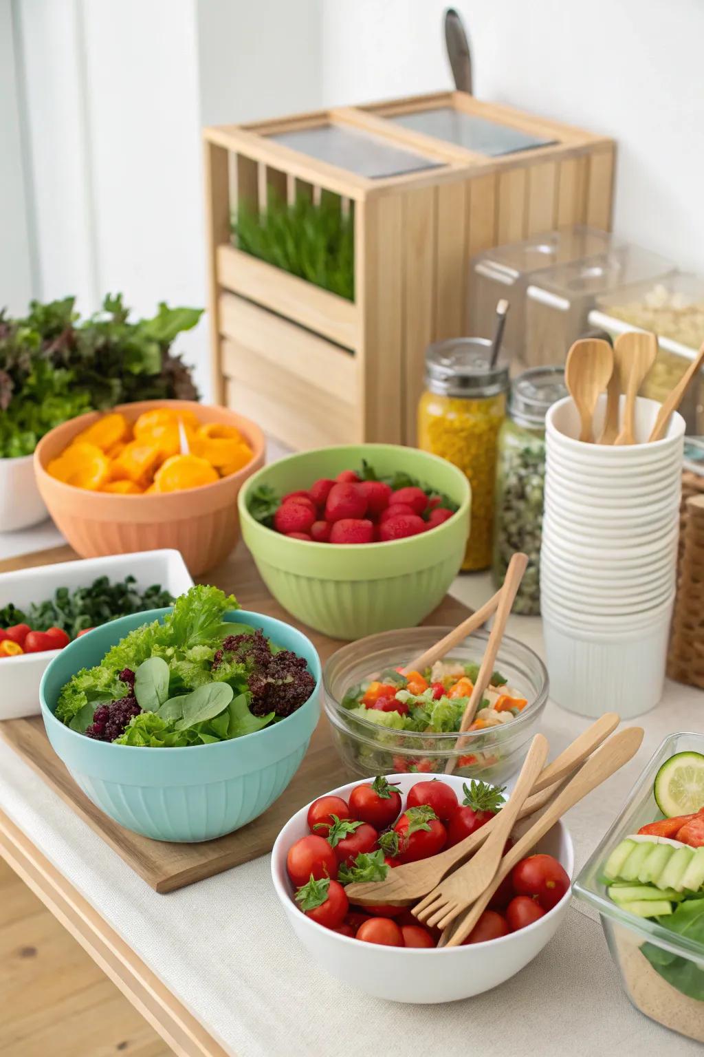 An eco-conscious approach to setting up your salad bar.