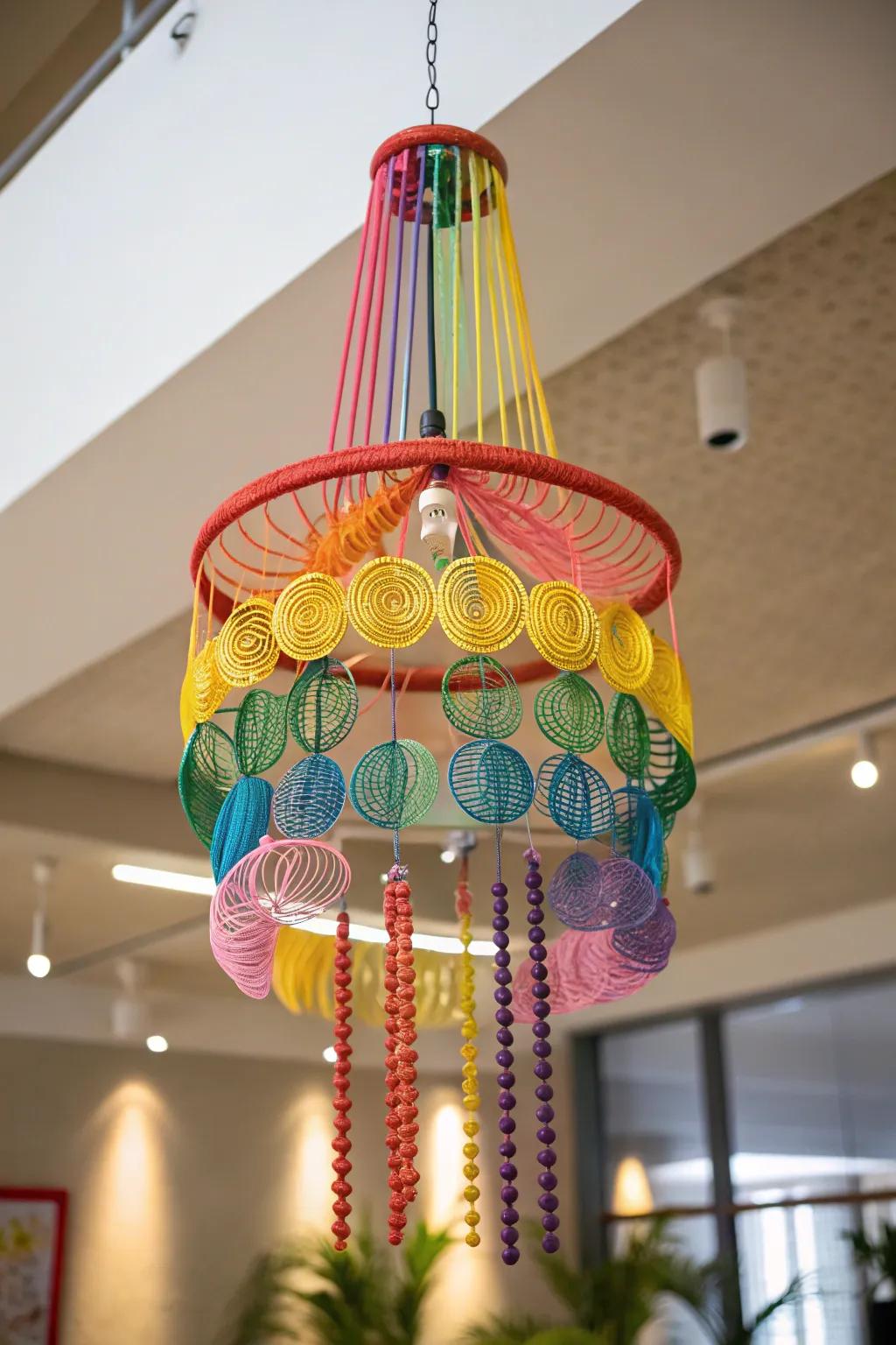 A Walking Spring toy chandelier throws in some dynamic movement to any room.