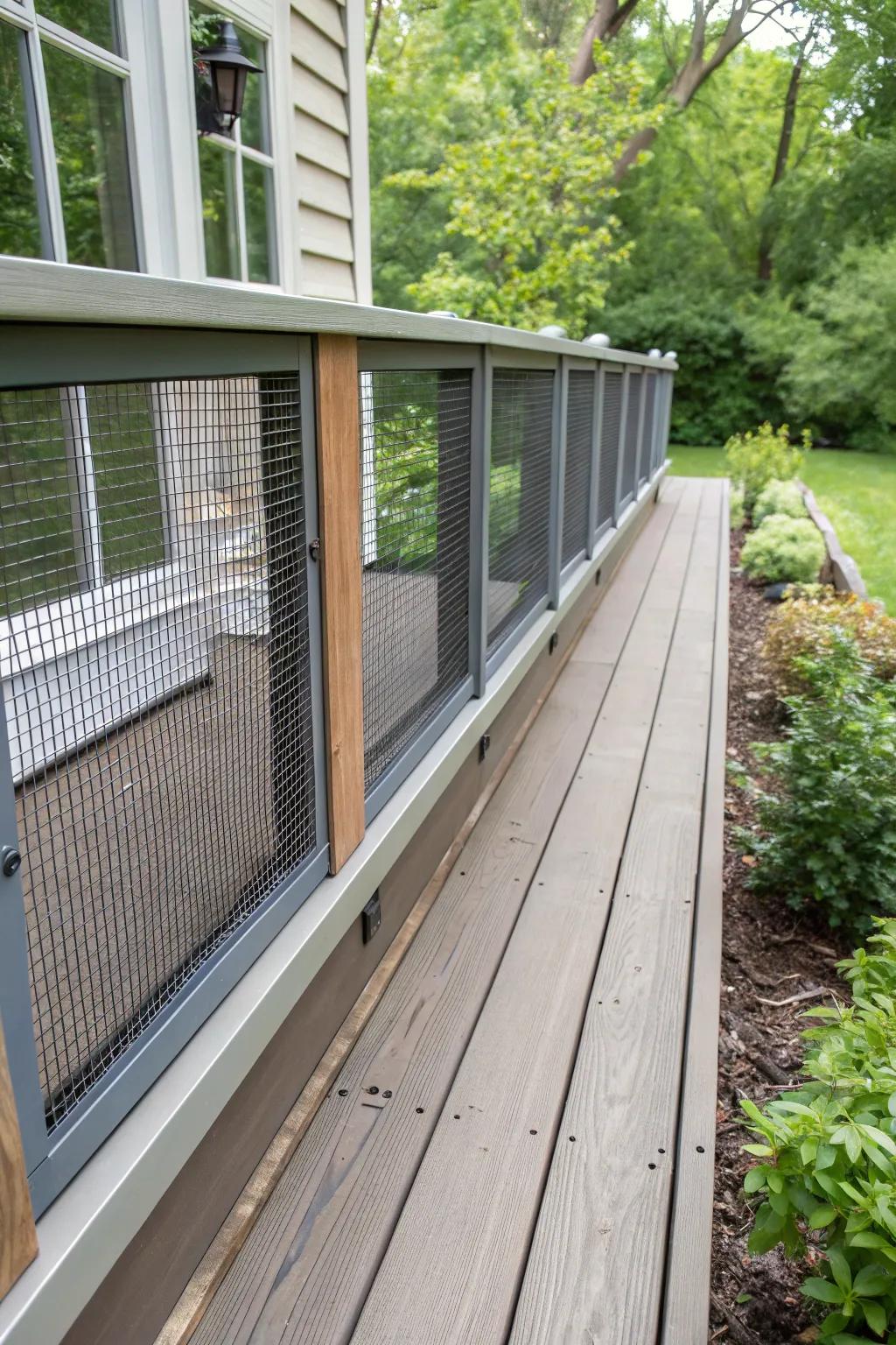 Mesh screens provide airflow and protection from pests.