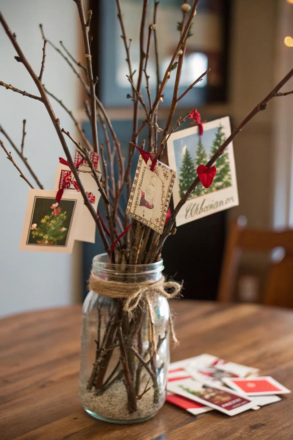 Glass jars make delightful card centerpieces.