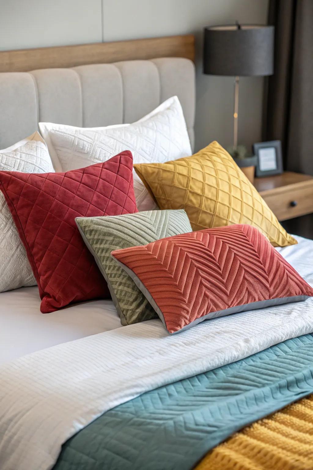 Irregularity adds a modern twist to traditional bed styling.