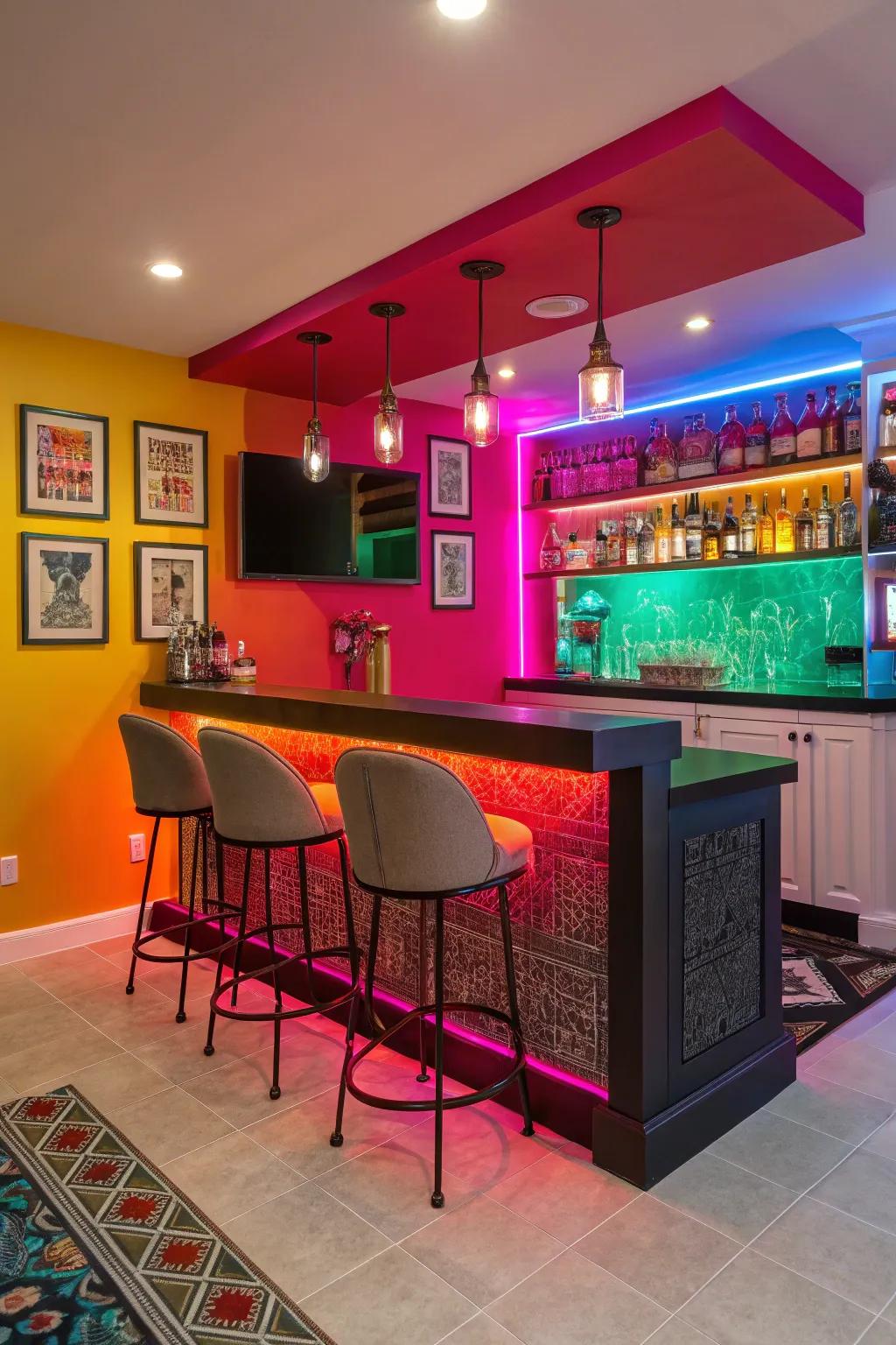 Striking hues render your bar a lively point of emphasis.