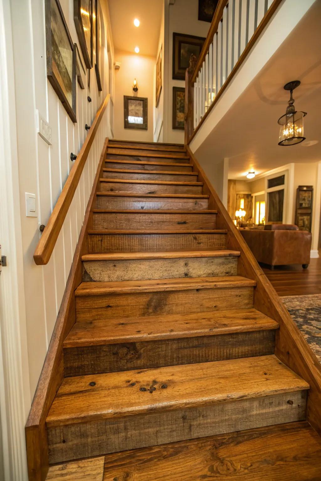 Tell a story with reclaimed wood stairs.