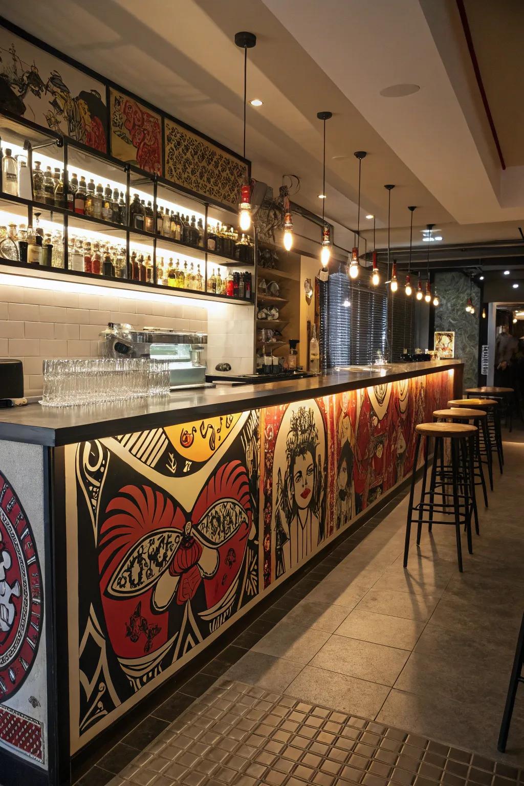 Graphic stickers give off a dramatic and interesting focal point.