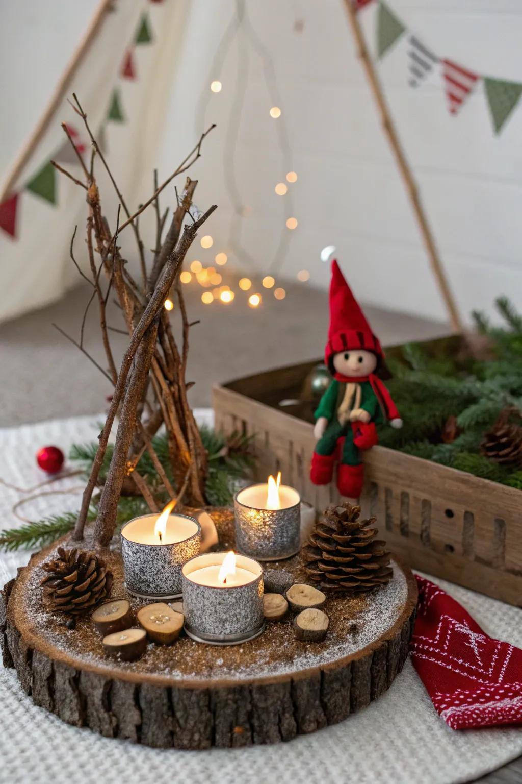 A comfortable campfire scene welcomes the Helper back home.