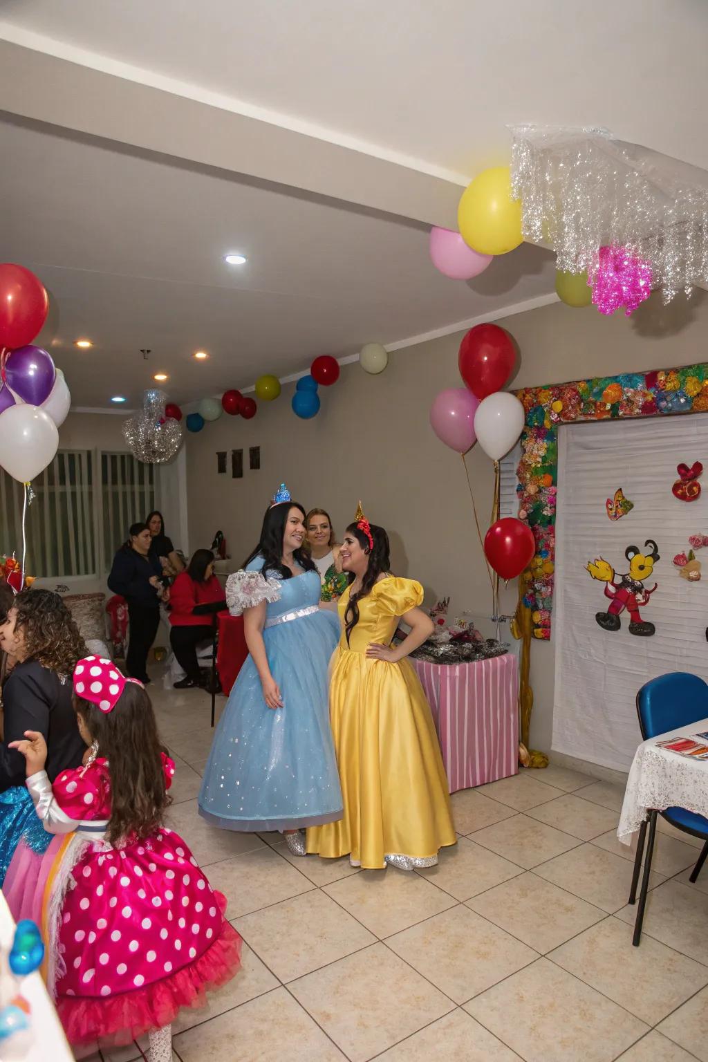 A creative indoor celebration featuring a themed costume event.