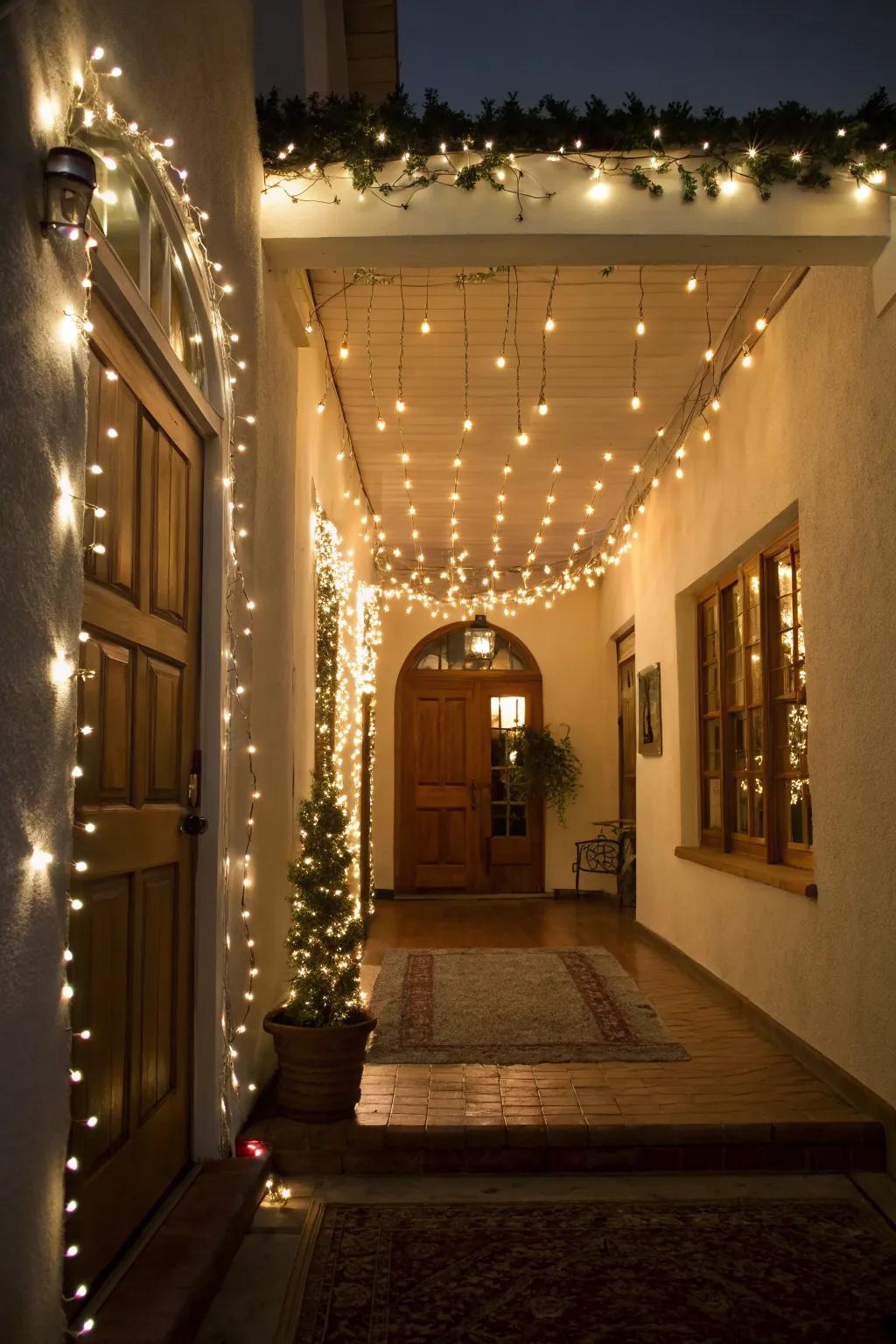 Fairy lights will turn your entryway into a welcoming space.