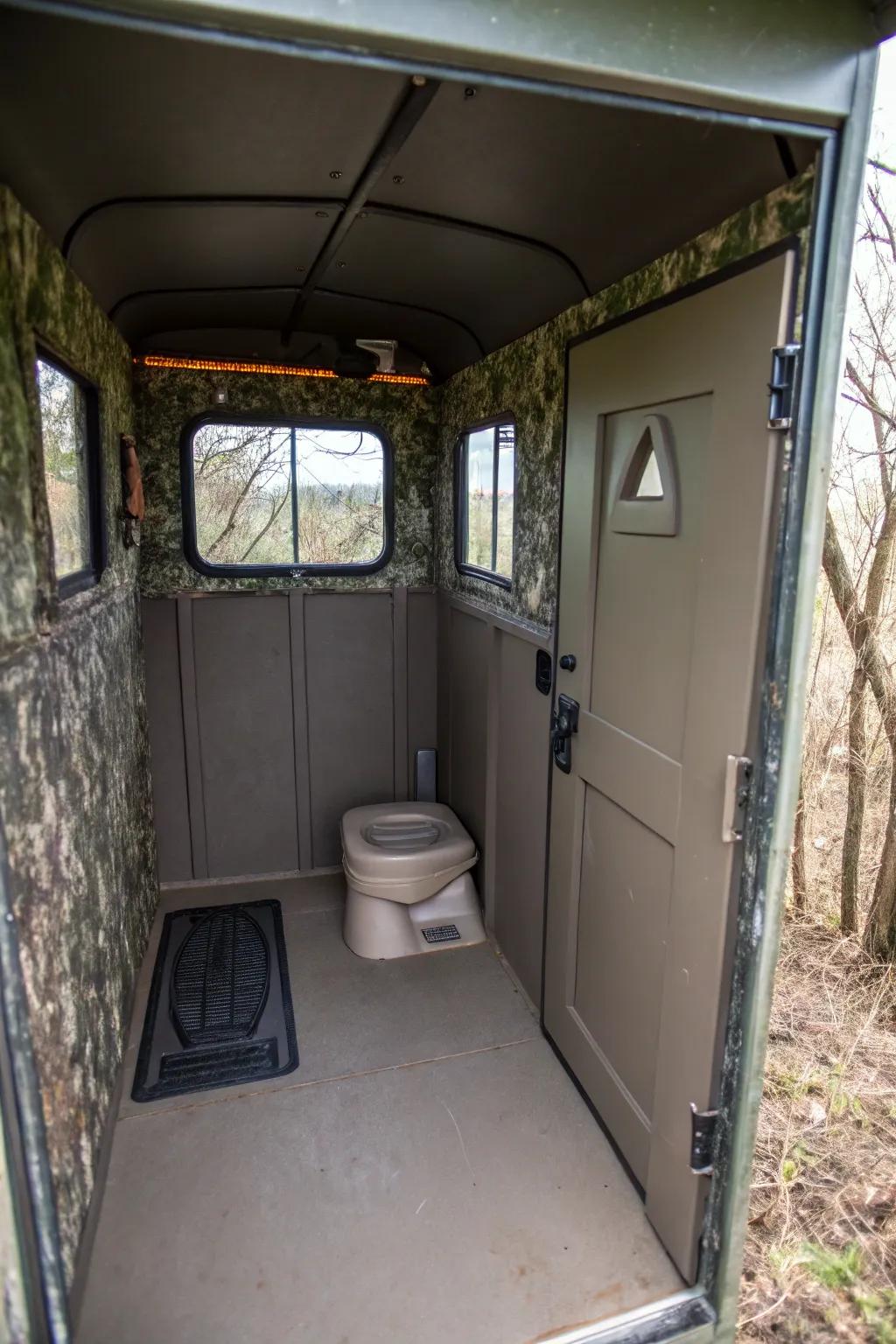 Portable restrooms add convenience for extended stays.