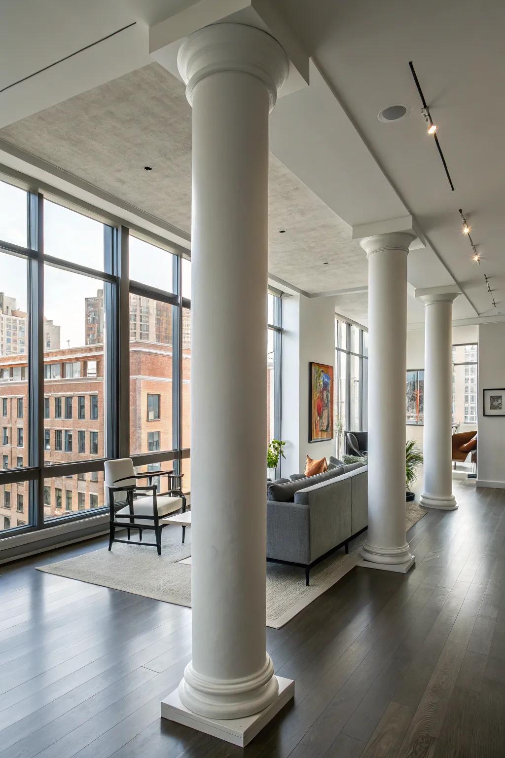 Simple columns offer unobtrusive elegance.
