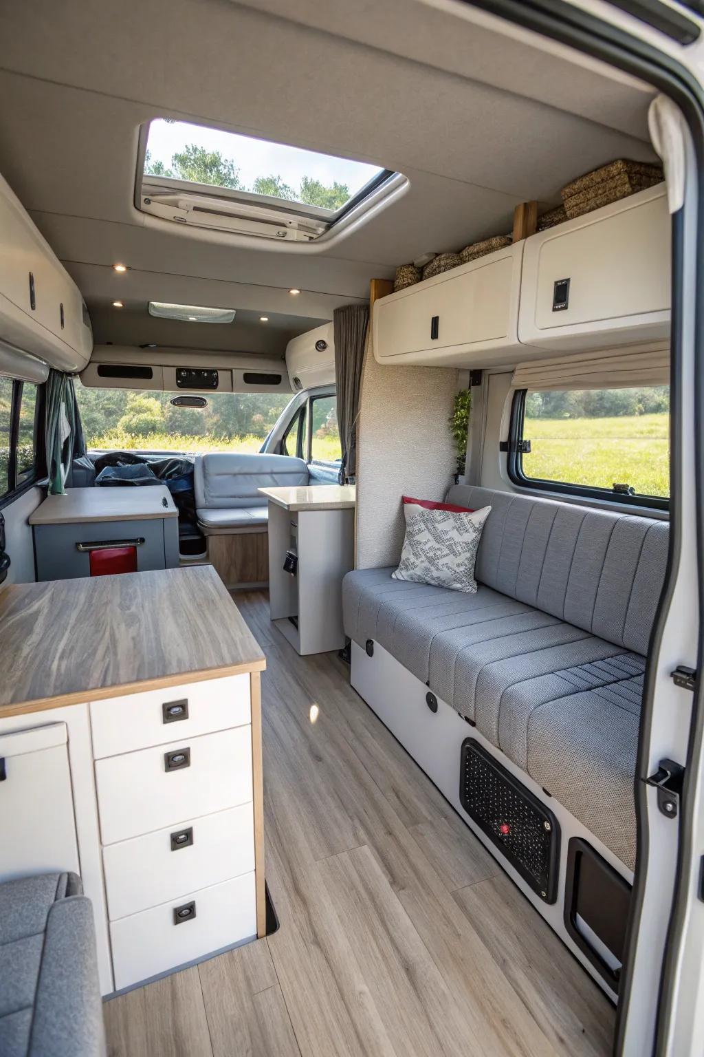 Adaptable furniture that maximizes space and functionality in the camper.