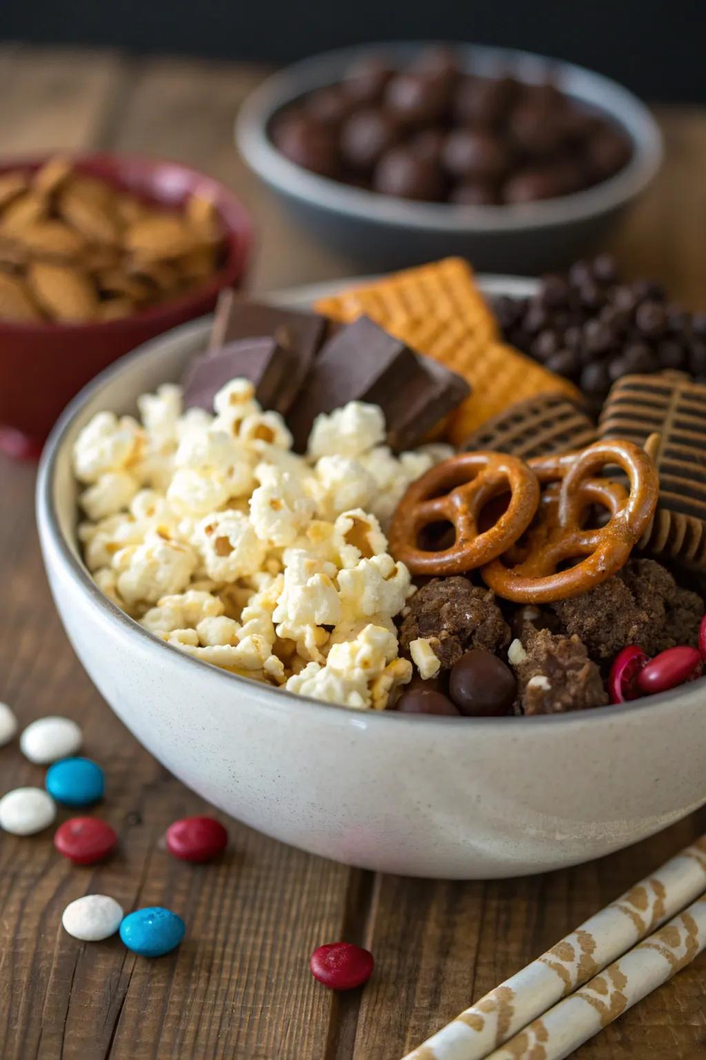 A delicious sideline treat mix for guests to enjoy.