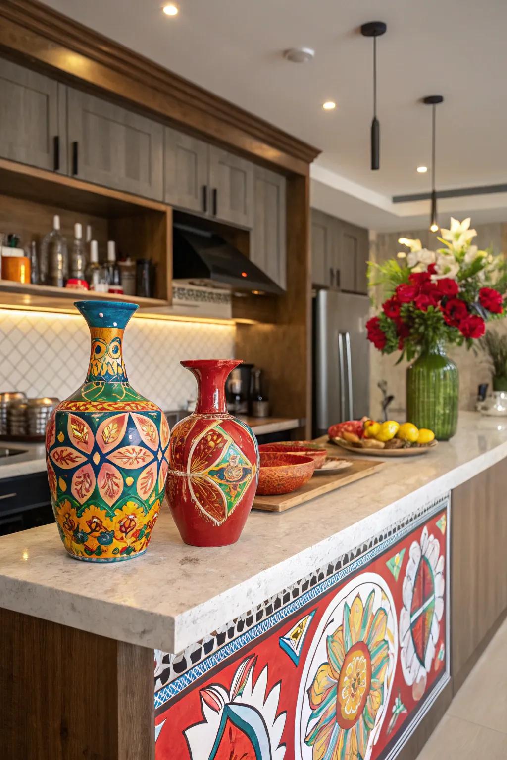 Statement accents add personality to your kitchen bar.