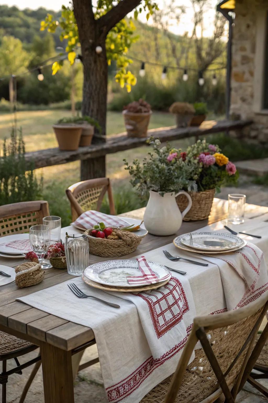 Linens as napkins lend a cozy touch to casual dining.