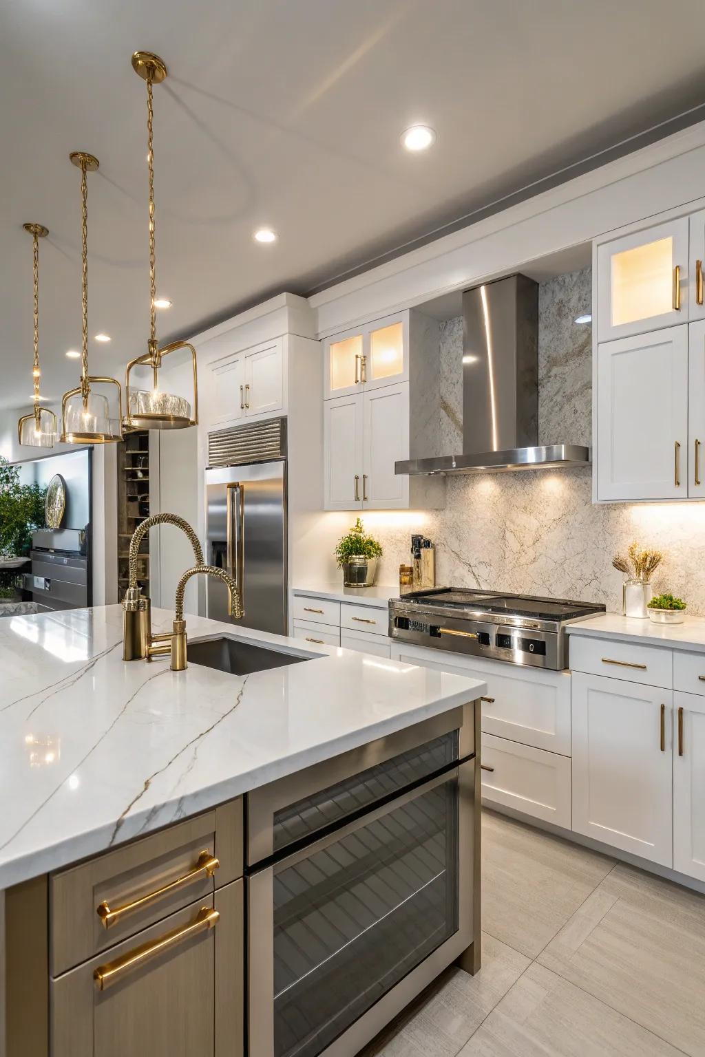 A chic combination of quartz and metallic details.