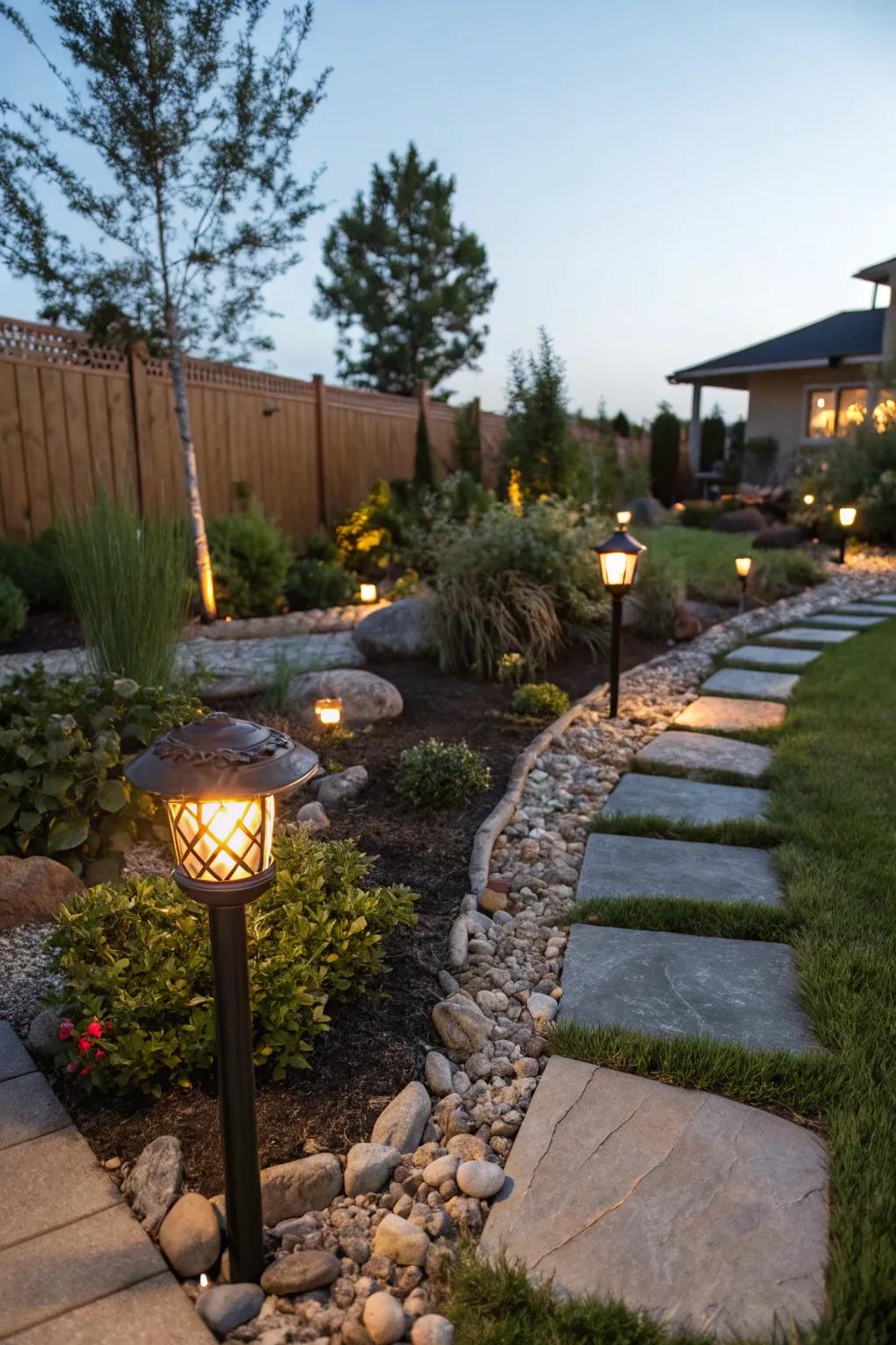 Solar lights offer eco-friendly and magical illumination at night.
