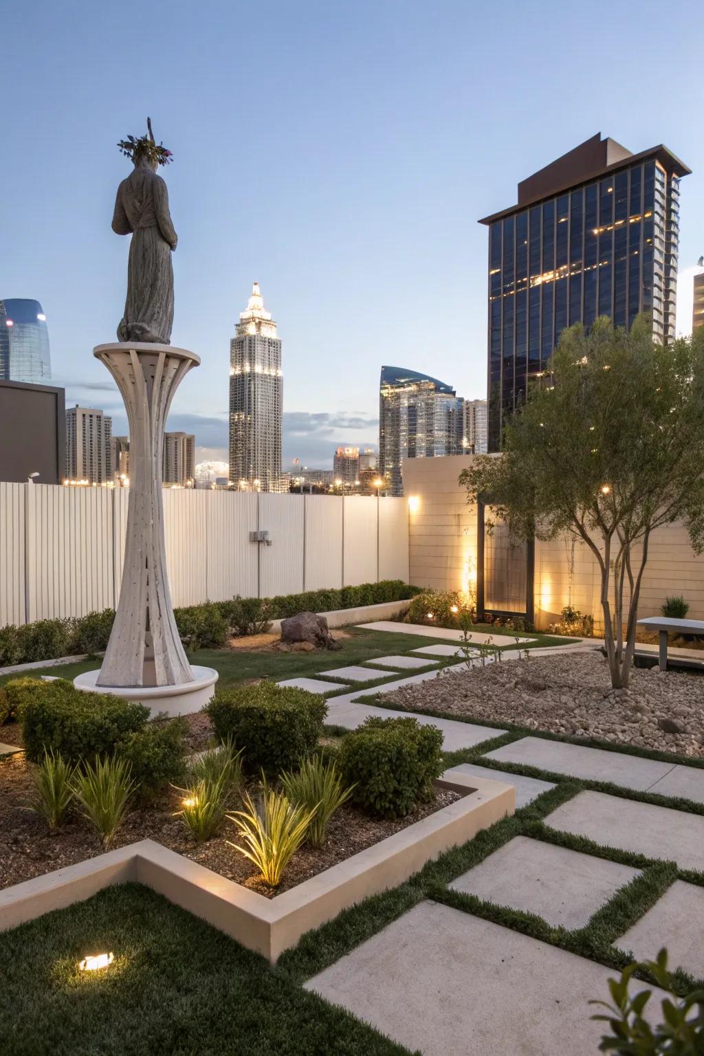 Sculpture feature in a Las Vegas backyard.