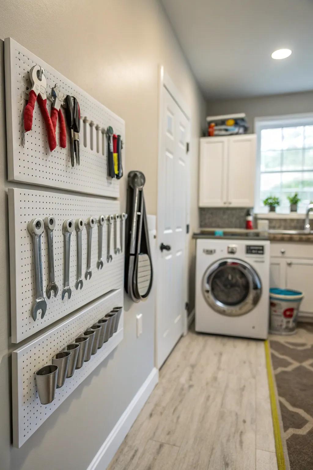 Magnetic strips keep small items organized.