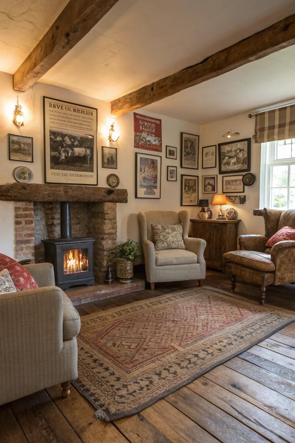 Salvaged wood flooring introduces history and rustic elegance to your living area.