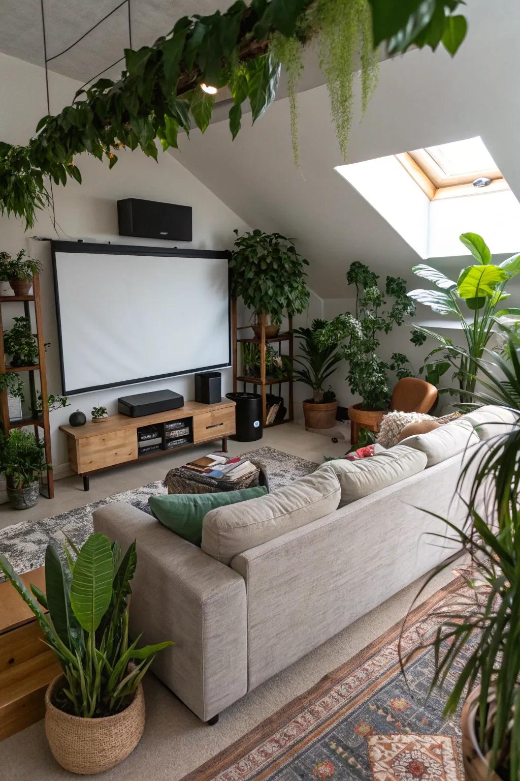 Green plants breathe life into your media room.