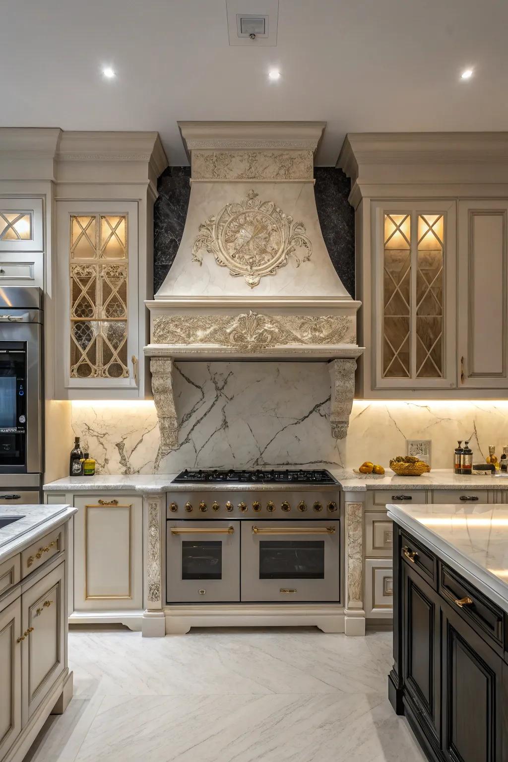 Decorative extractor hood as an architectural focal point.