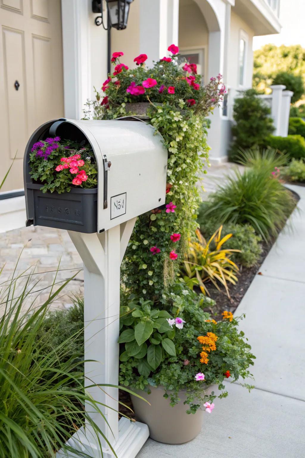 Chic containers bring a refined touch to your mailbox floral arrangement.