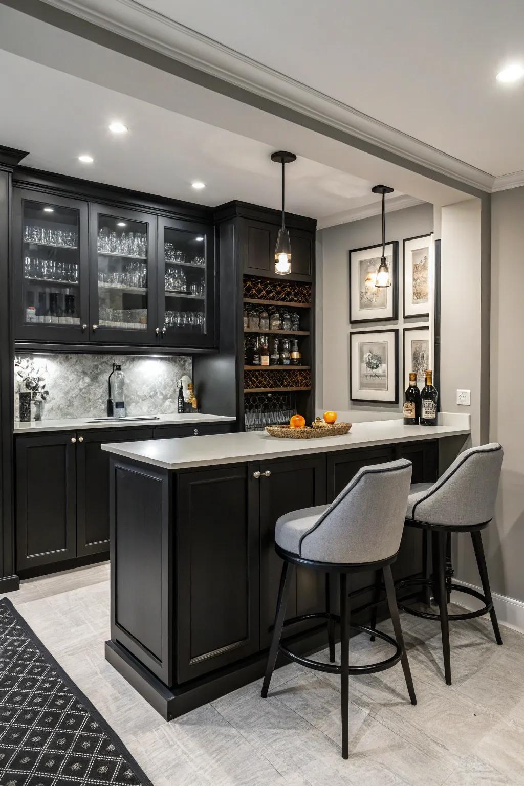 Bring elegance via a simple, modern bar.