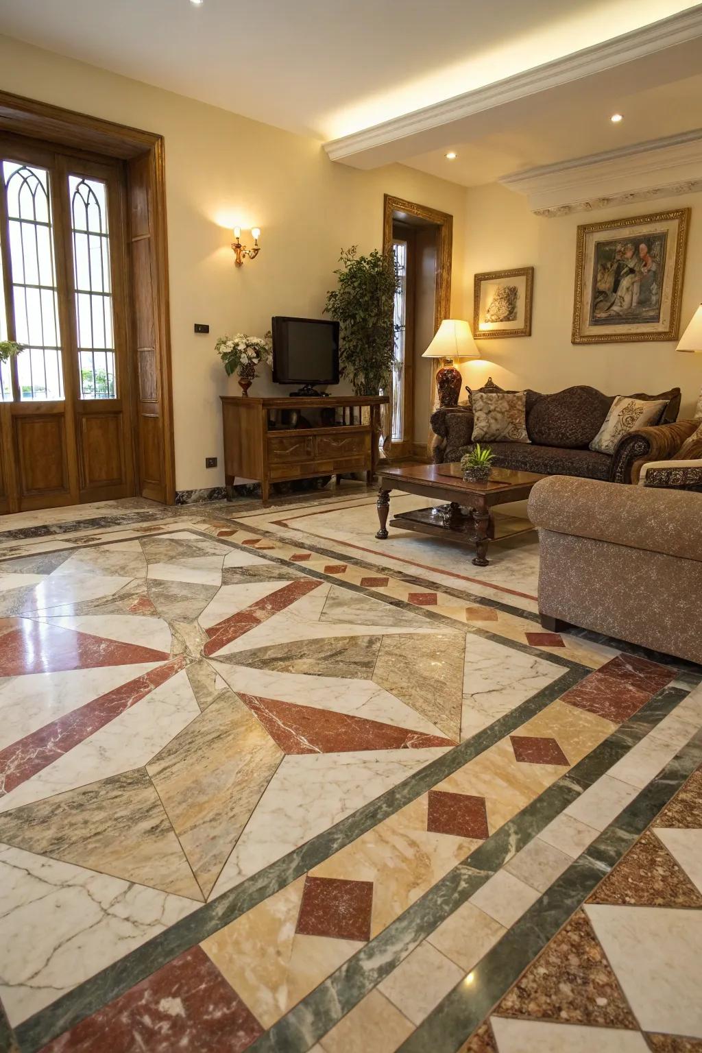 A diverse mix of stone types for a dynamic floor.
