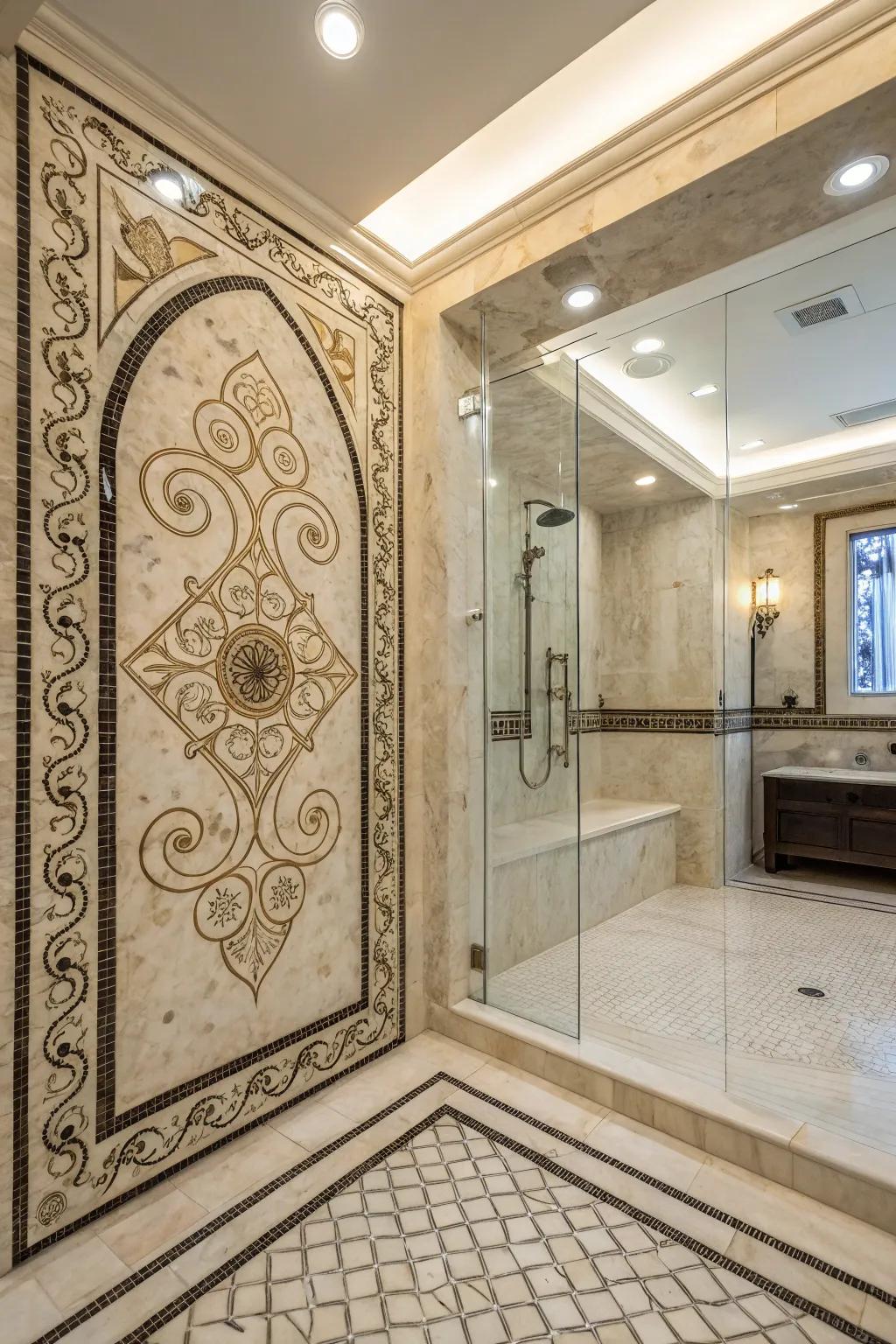 Mosaic tiles introduce texture and detail to your shower.