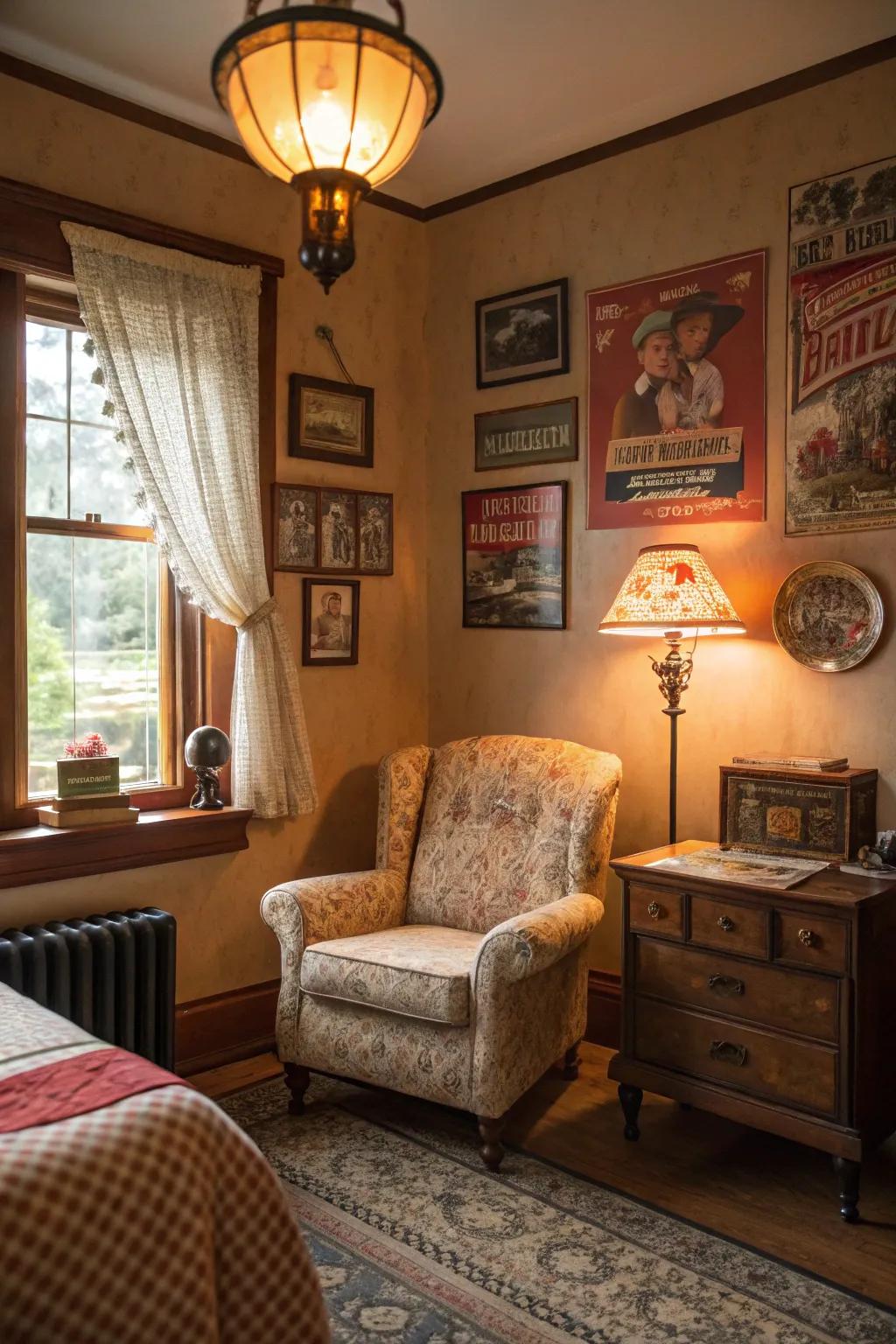 Classic vintage adds personality and depth to the decor.