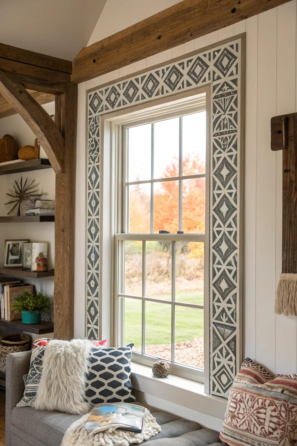 Polygon designs bringing a contemporary twist to window trim.