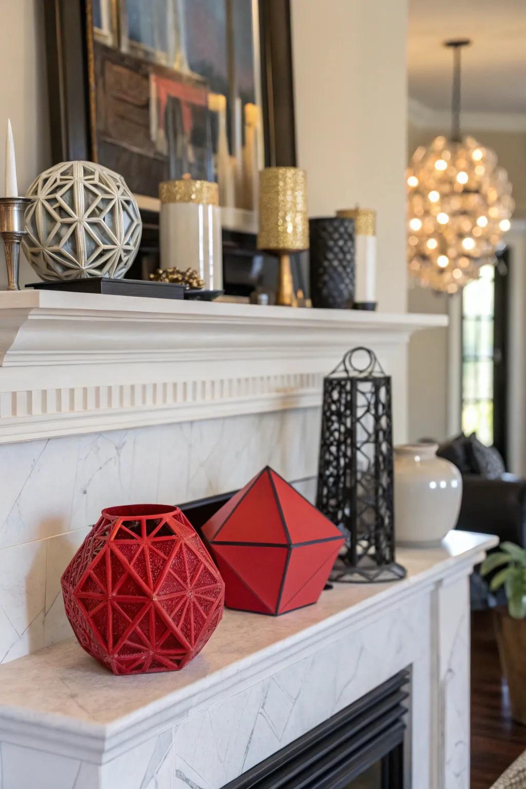 Geometric shapes transforming your mantel into a modern art exhibit.