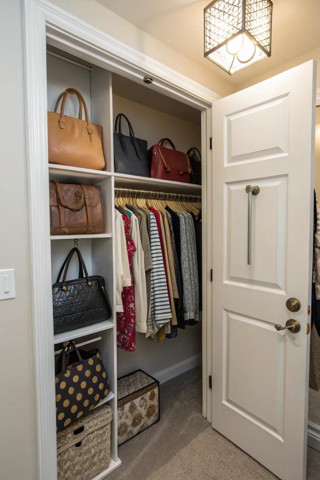 Hidden hooks provide extra hanging space discreetly.