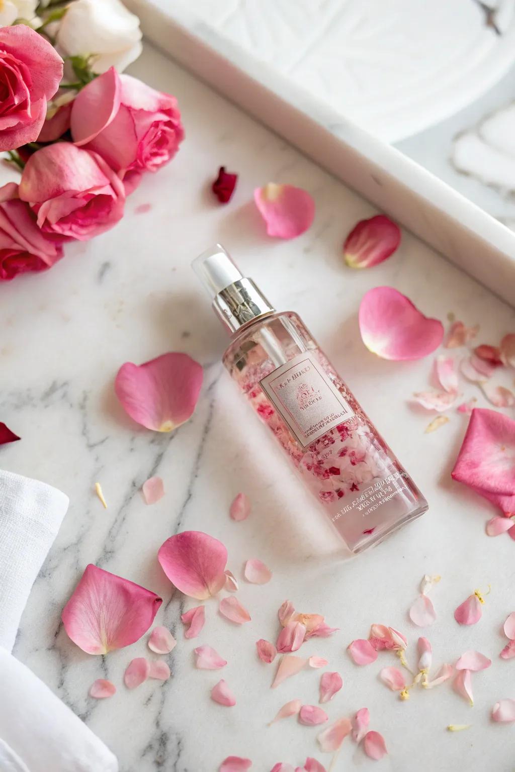 Refreshing Moroccan rose essence perfect for skincare and relaxation.