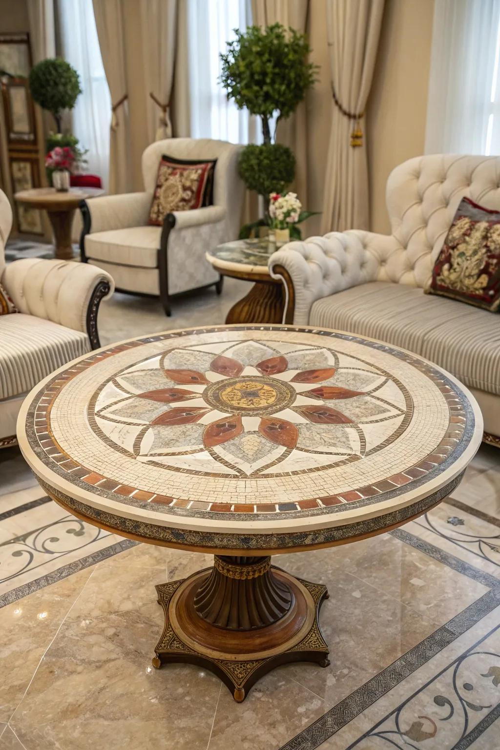 Ageless mosaic patterns add elegance and sophistication.