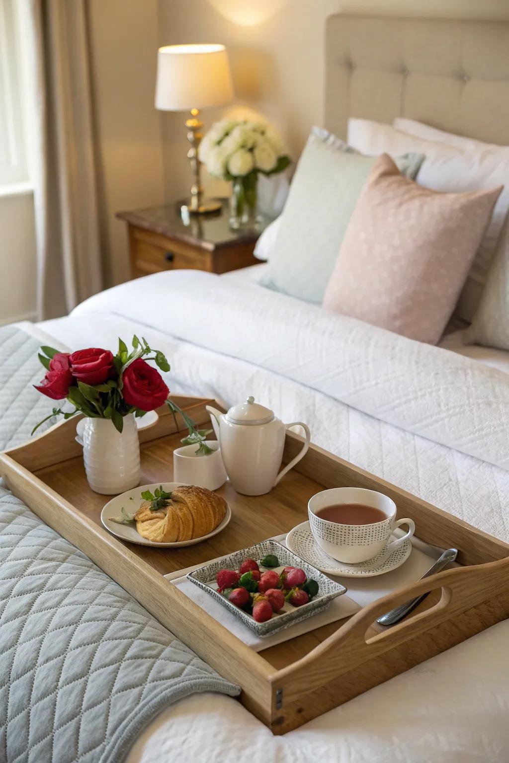 A meal-in-bed tray presents a delightful commence to Mother's Day.