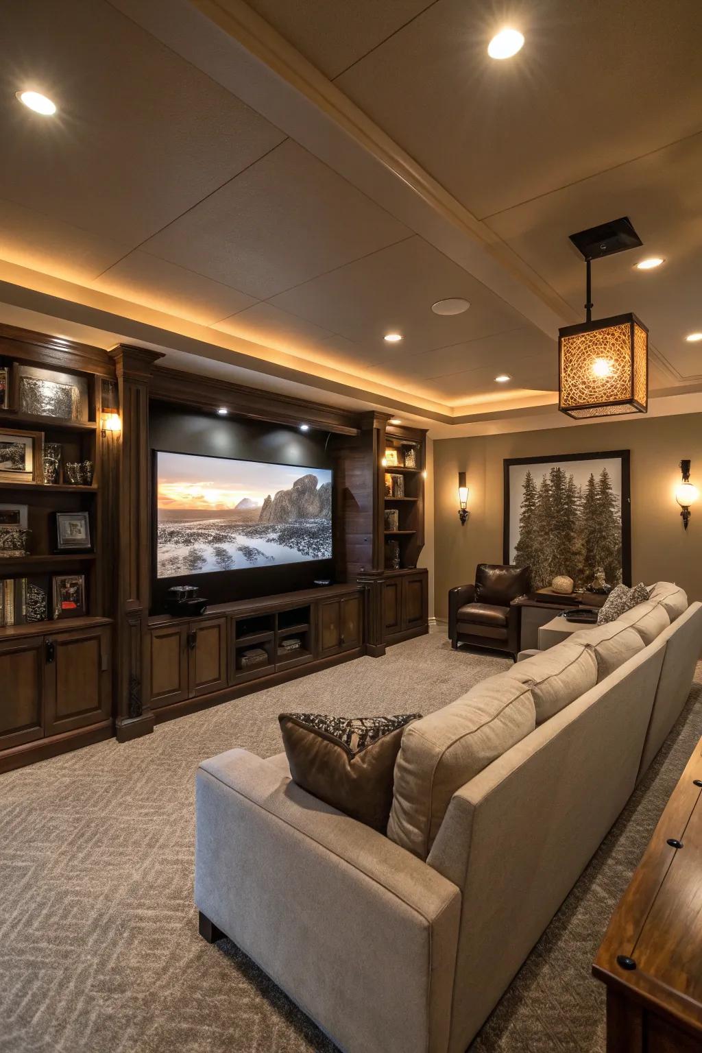 Atmospheric lighting creates the ideal atmosphere for engaging movie evenings.