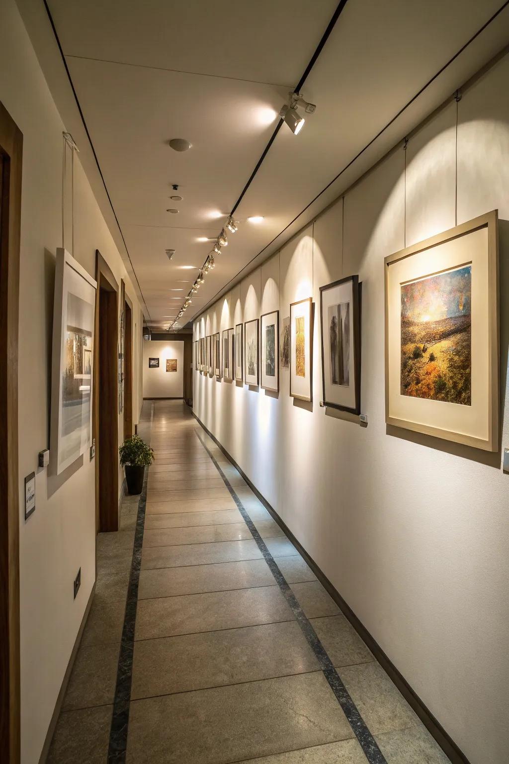 Accent illumination maintains the capacity to transmute a hallway into an art gallery.