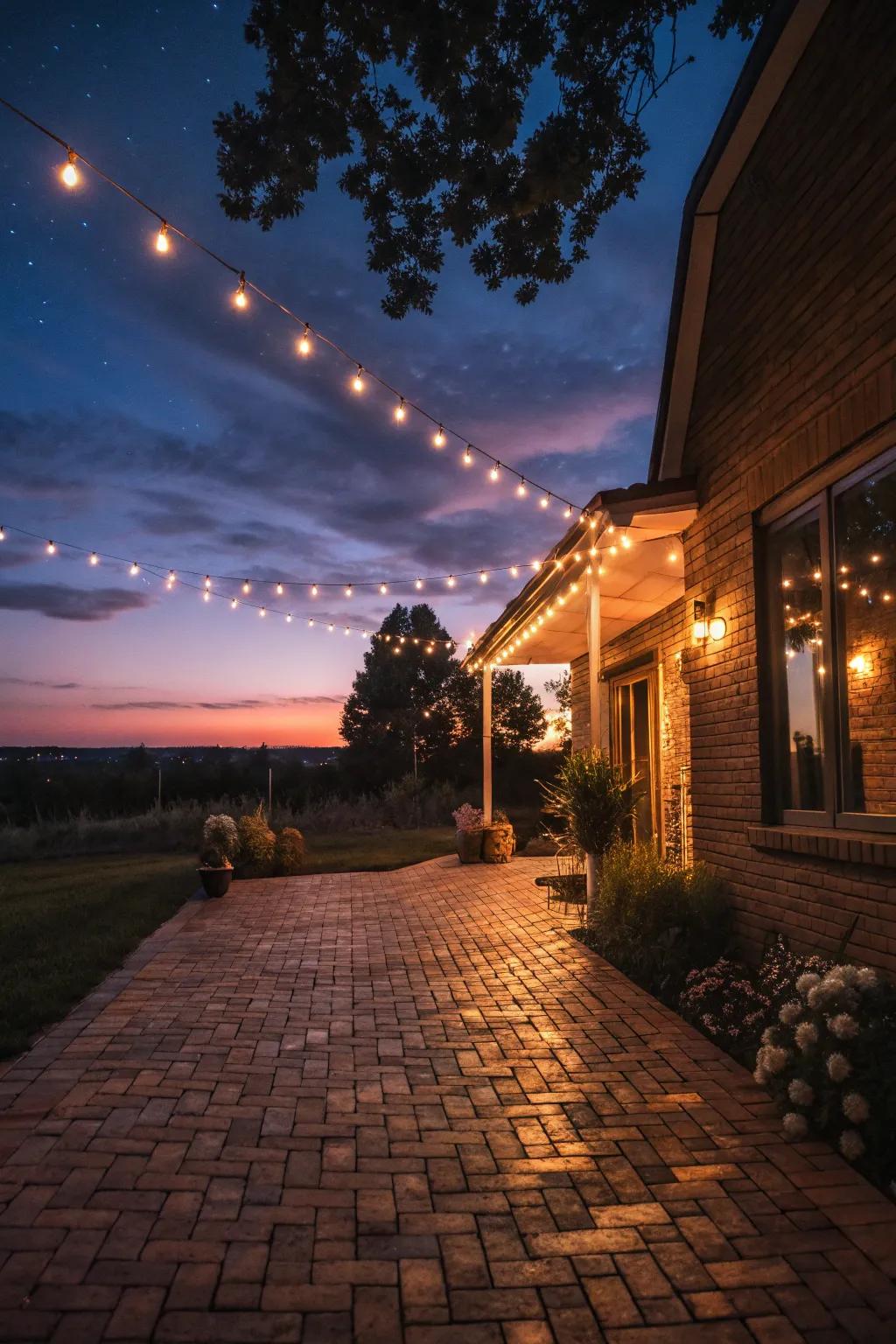 Filament lights establish an enchanting evening ambiance