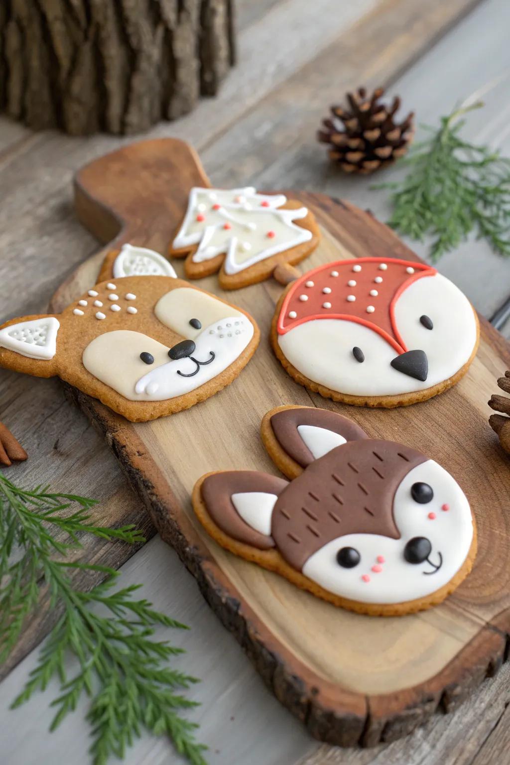 Forest animal biscuits conveying the woodland to the festivity.