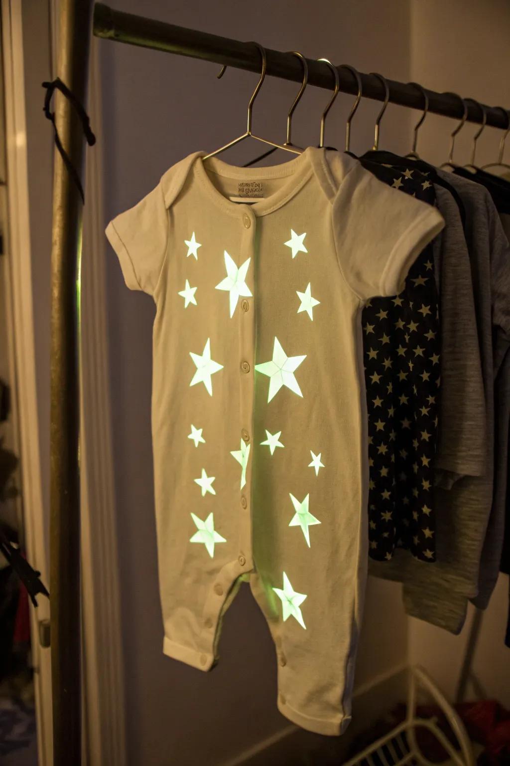A magical onesie featuring shining stars for nighttime charm.