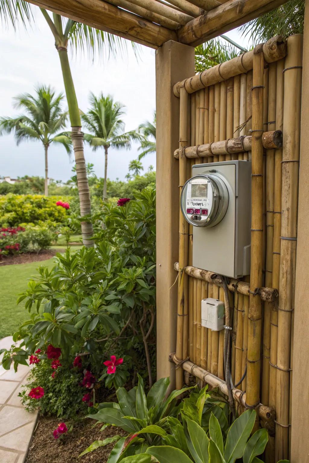 Reed enclosures furnish an exotic and eco-conscious cover.