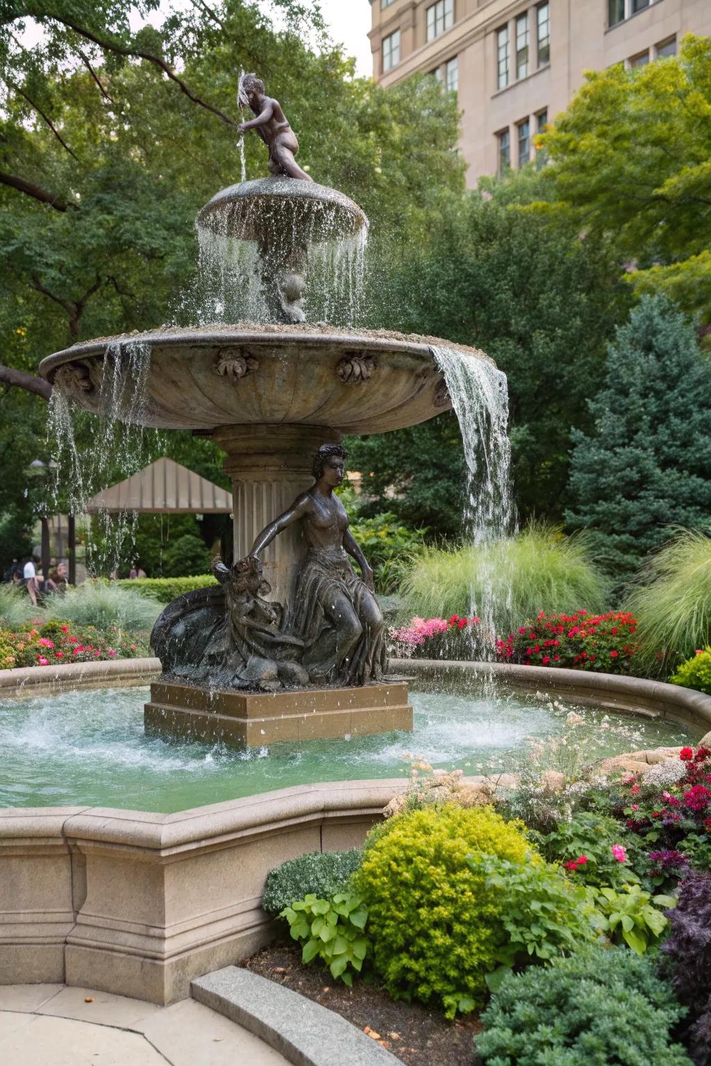 An artistic sculpture fountain making a bold statement.