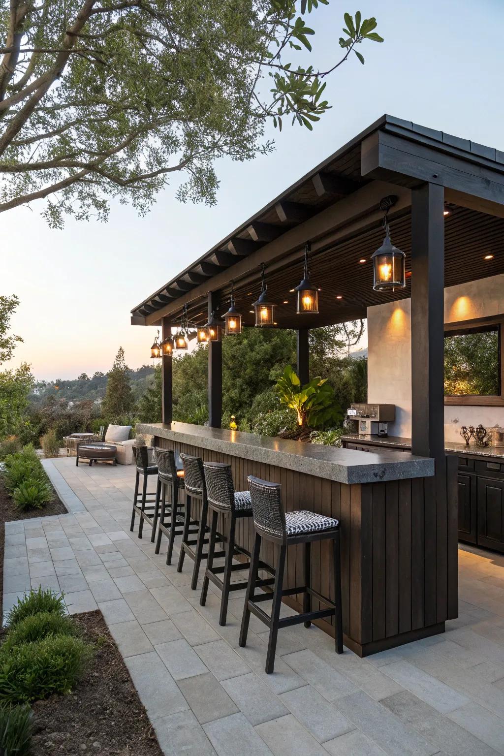 Designated bar areas improve outdoor entertaining spaces.