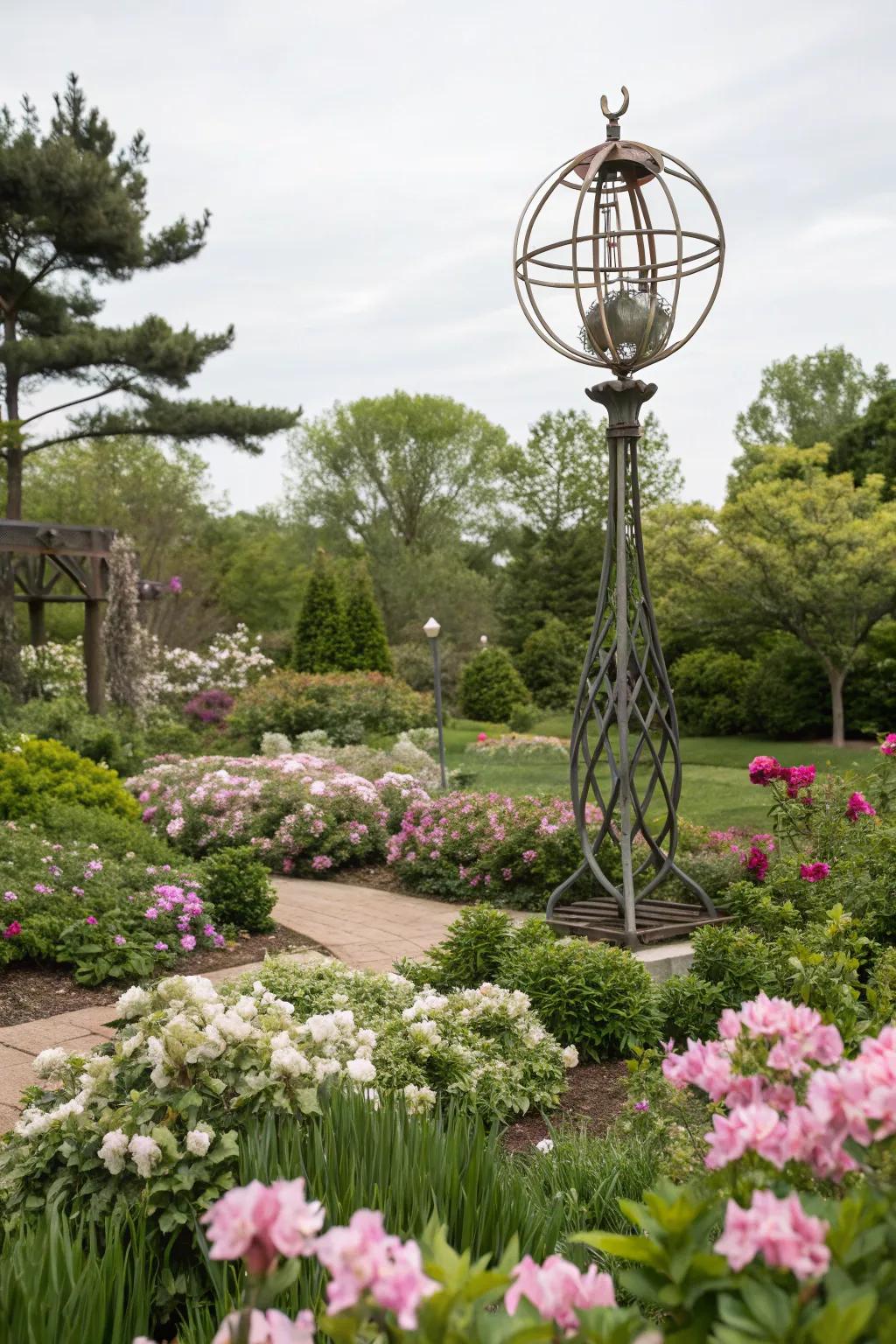 Artistic sculptures incorporate personality and intrigue into open-air spaces.