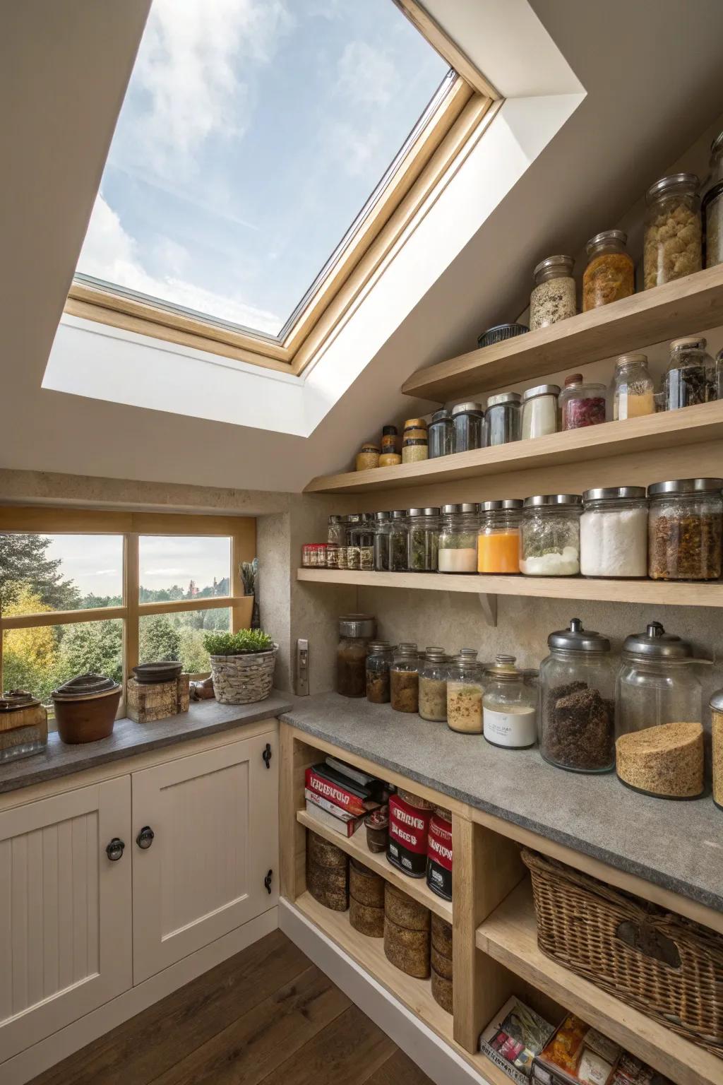 A window brings abundant sunlight.