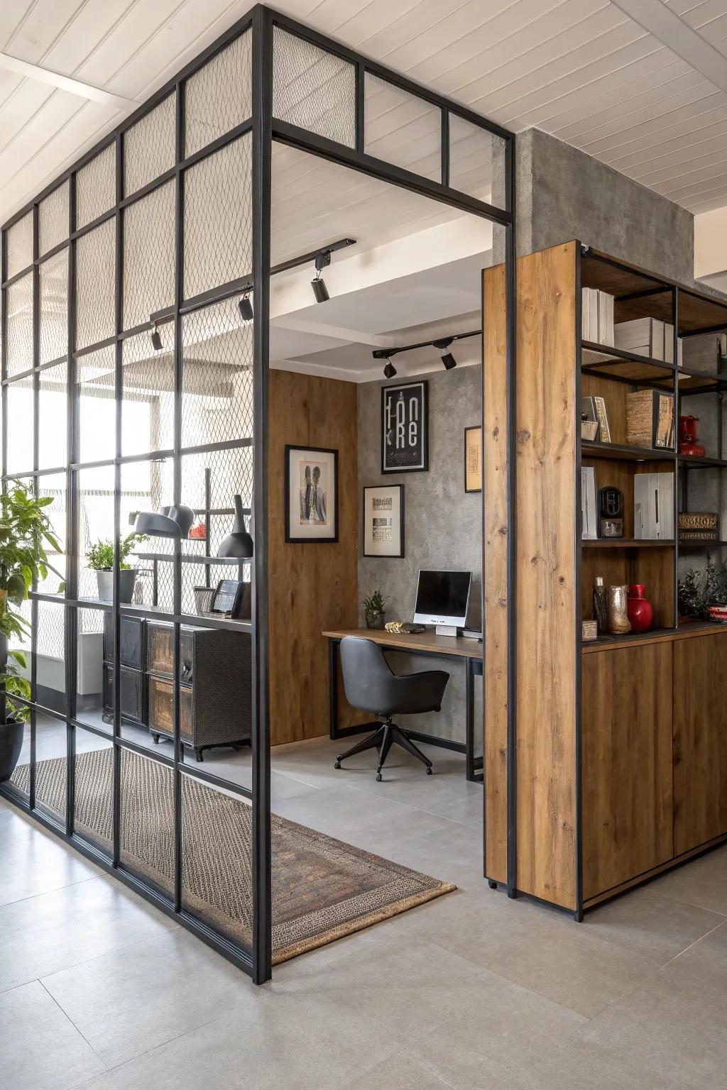 Industrial dividers inject urban flair.