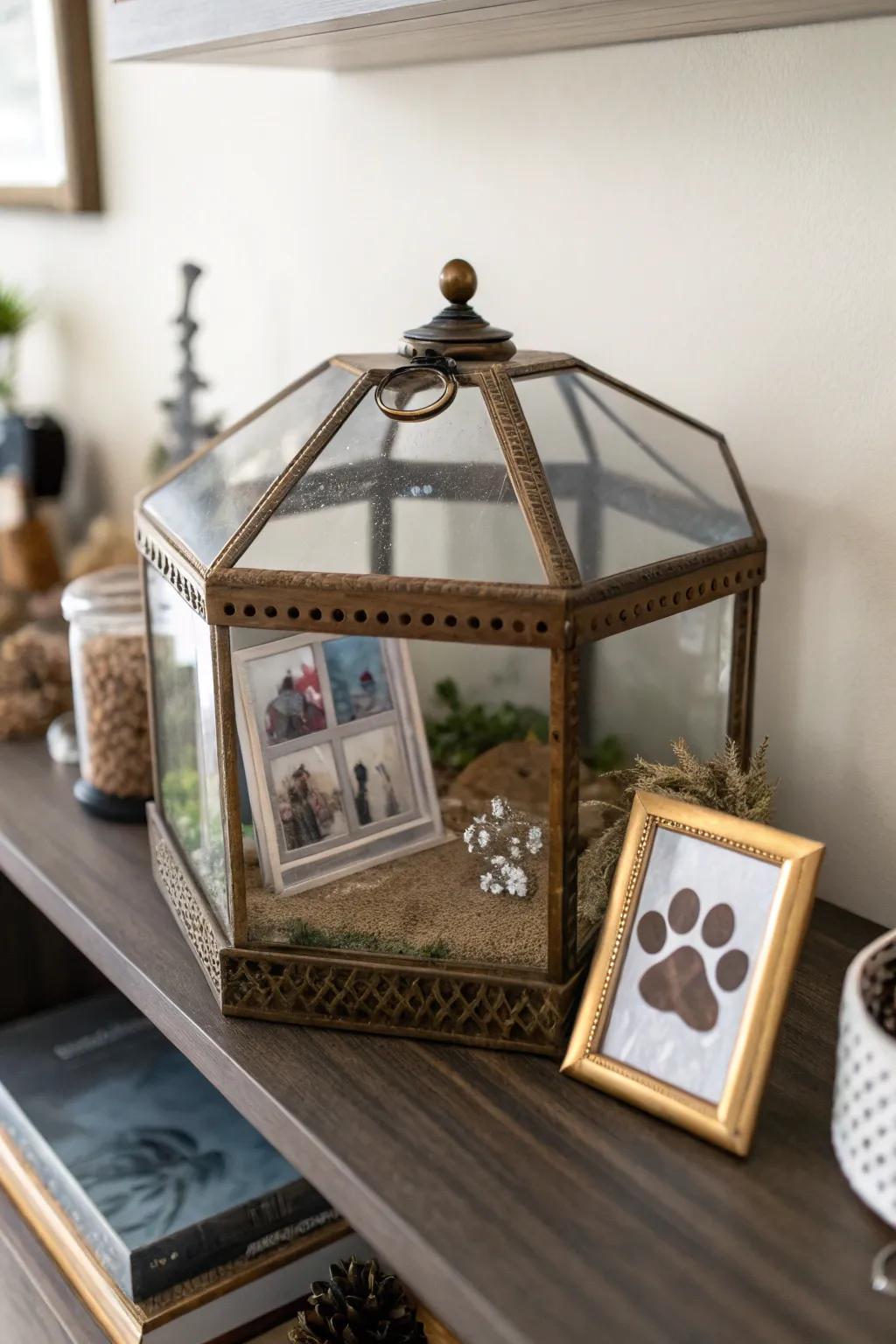 A treasured memorial box displaying a paw print.
