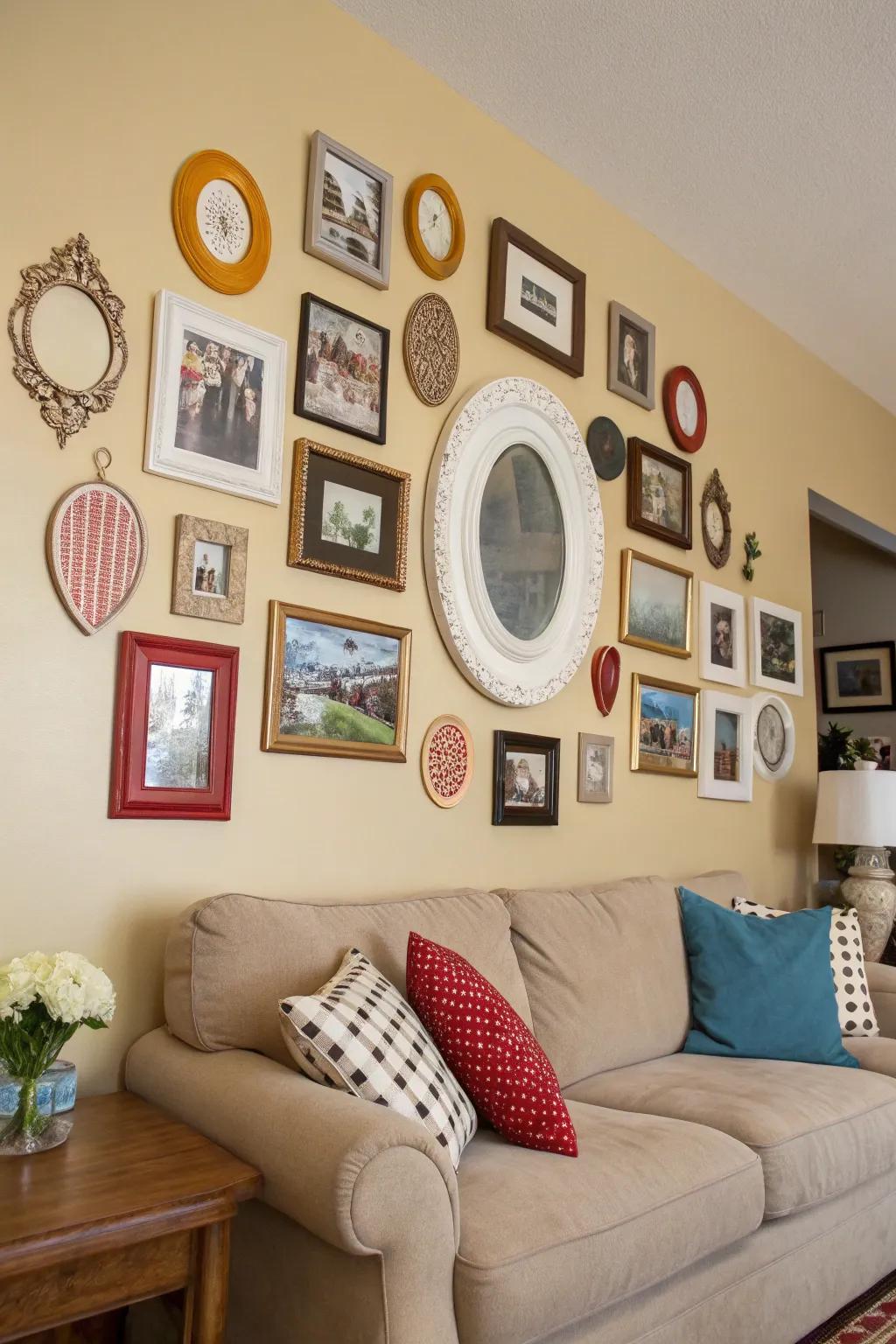 Unusual frame shapes contribute a playful aspect to your art presentation.