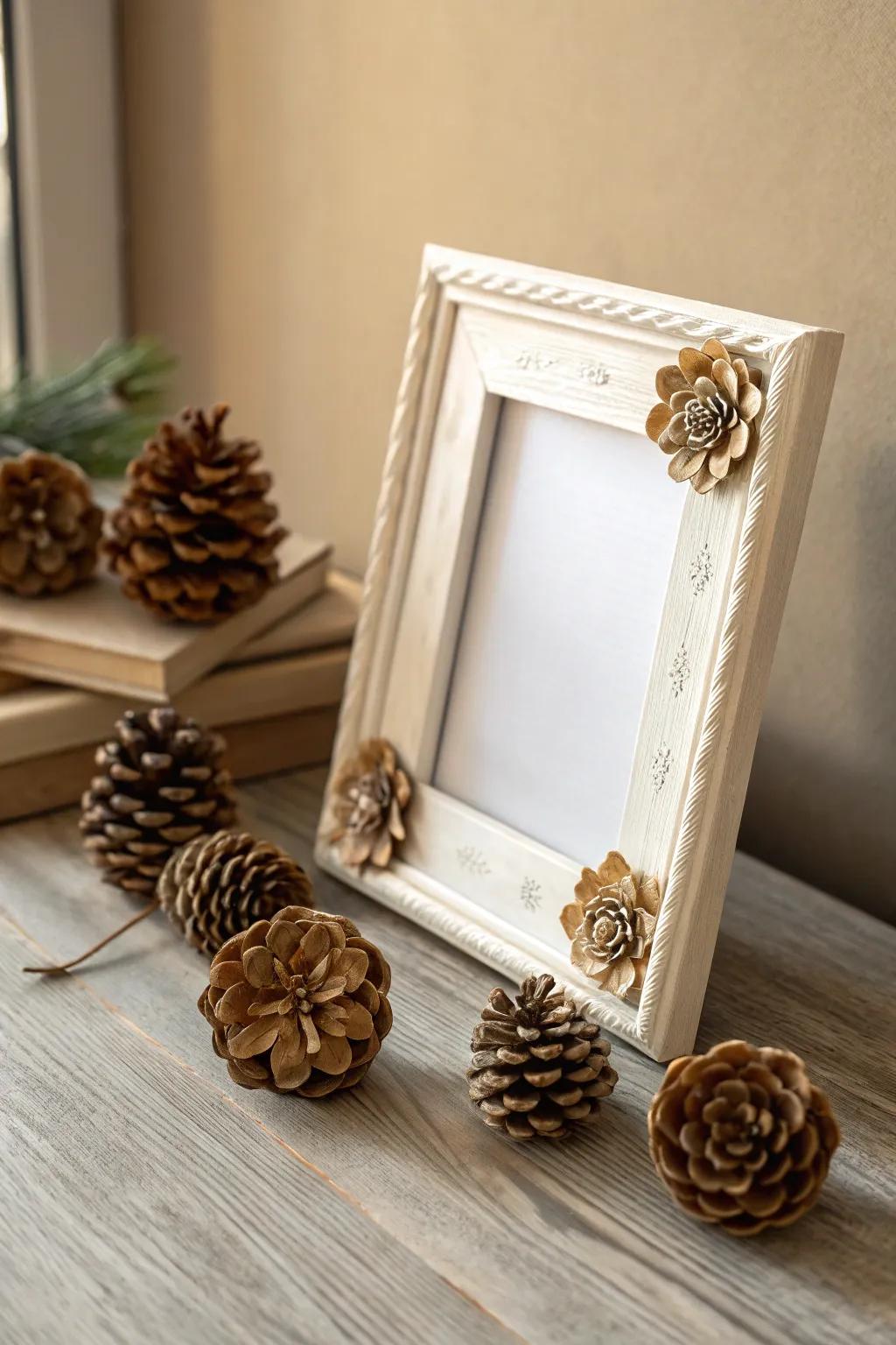 Elevate your memories with the natural elegance of pinecone blossom art.