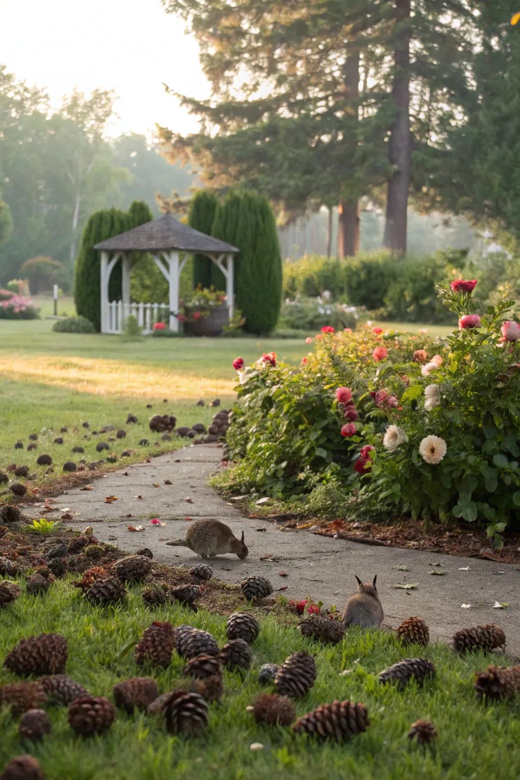 Pinecones provide snug shelters for garden wildlife.